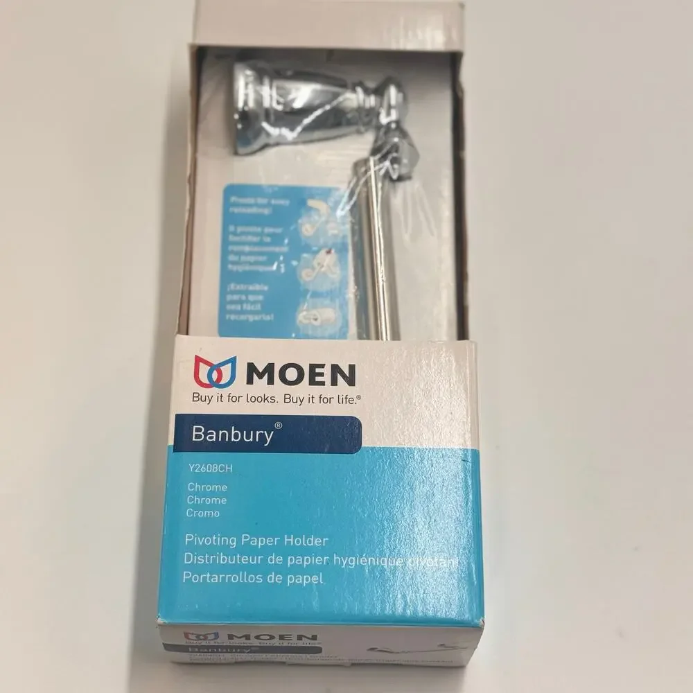 Moen Banbury Chrome Toilet Paper Holder Wall Mount Bathroom Hardware New